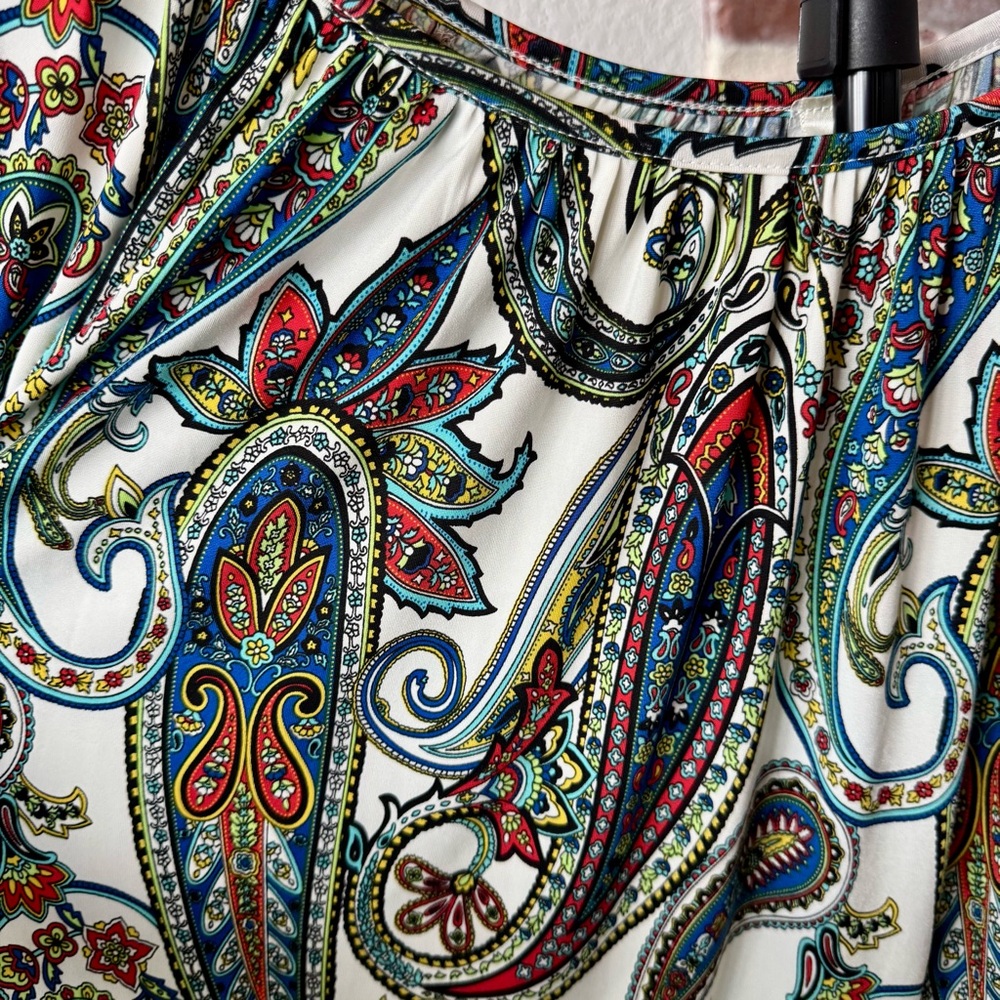 Cavenders R Rouge Western Paisley Women's Top, Size Large Shirt 3/4 Bell Sleeves